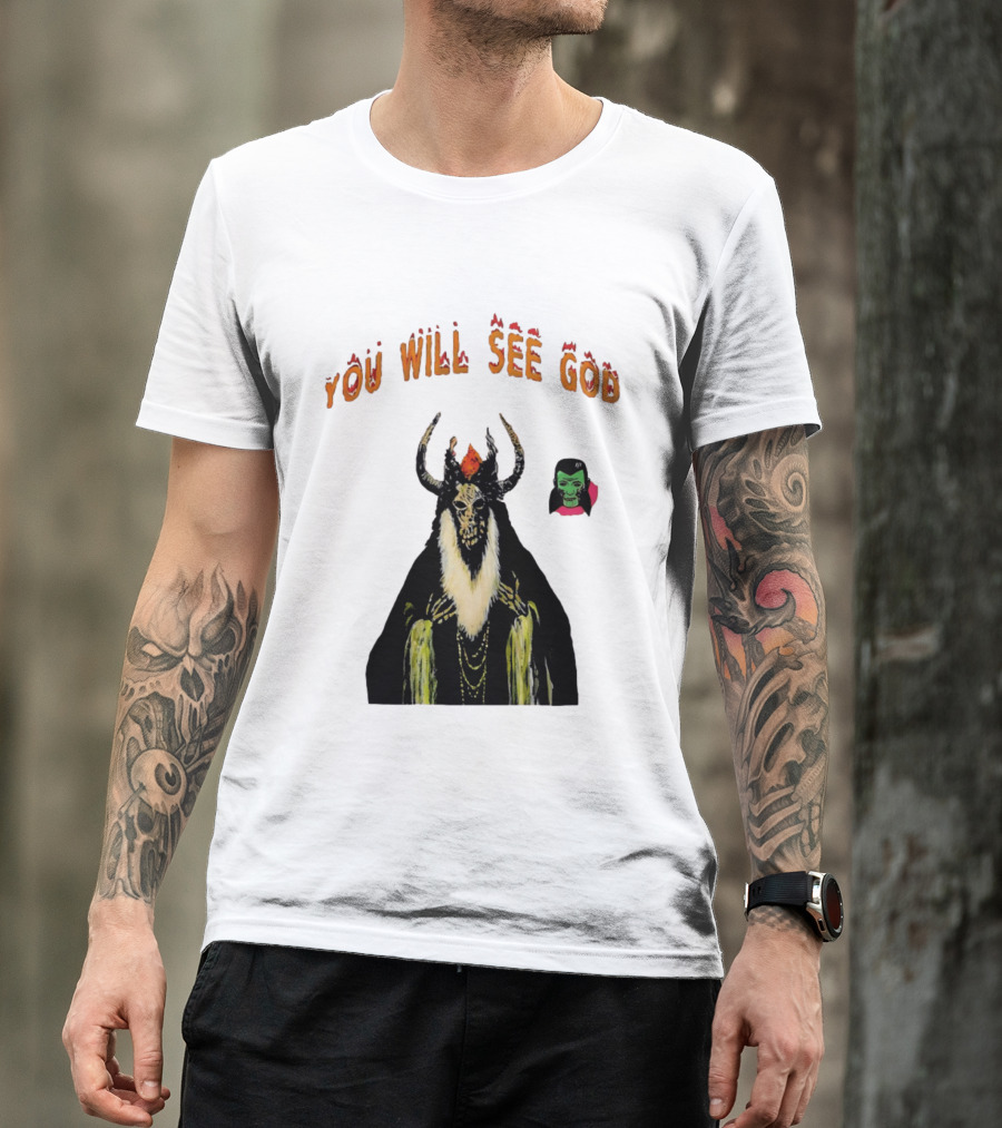 You Will See God Demon Occult Satanic Horror Green Masked Face T-Shirt