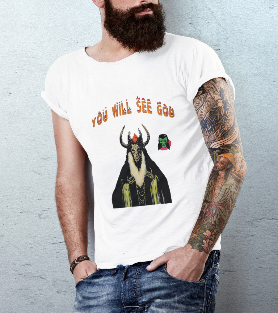 You Will See God Demon Occult Satanic Horror Green Masked Face T-Shirt