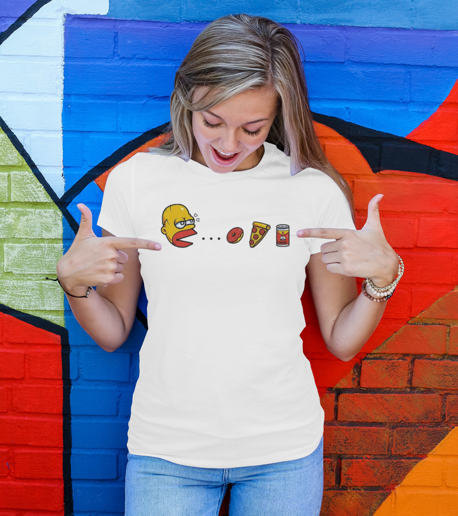 Simps Dad Pac Man Eating Donut Pizza And Beer T-Shirt