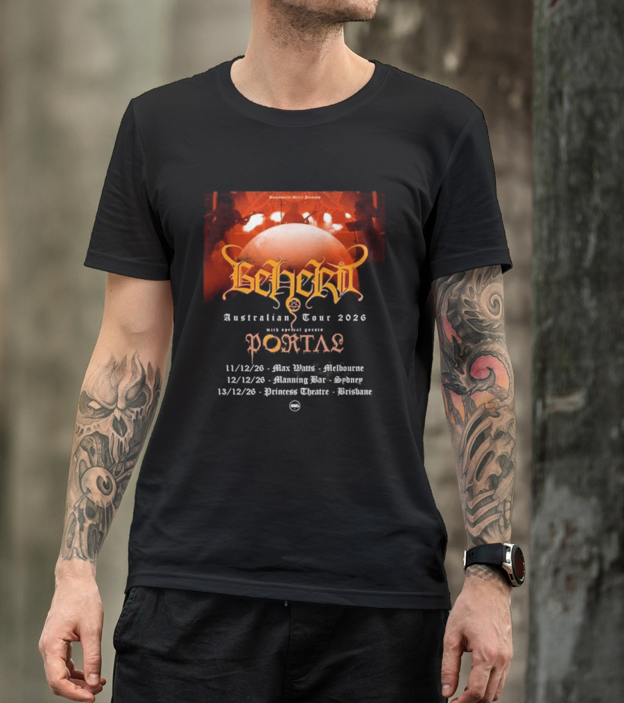 Sombre Dessein Beherit Australian Tour 2026 Special Guests Portal Tour Dates T-Shirt
