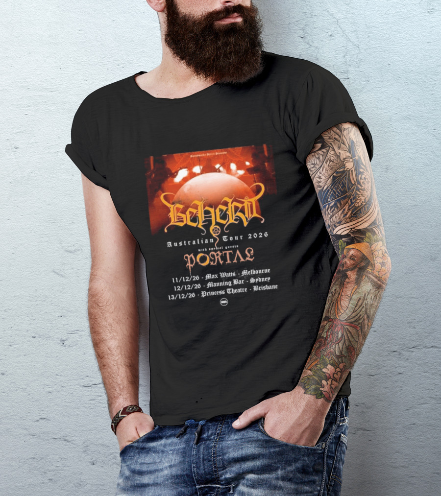 Sombre Dessein Beherit Australian Tour 2026 Special Guests Portal Tour Dates T-Shirt