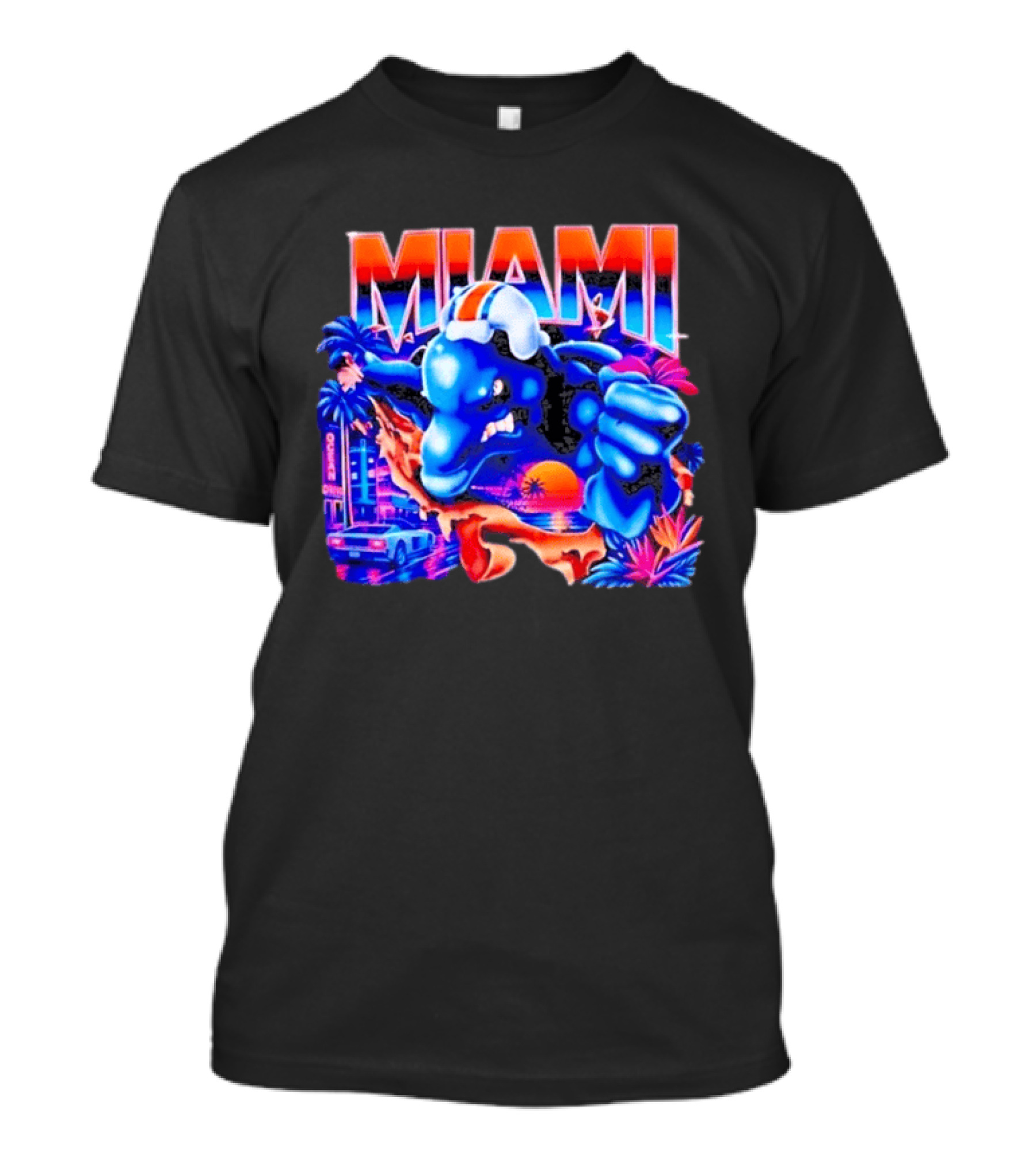 Miami Dolphins Rare Nutmeg Vintage Neon Miami Vice T-Shirt