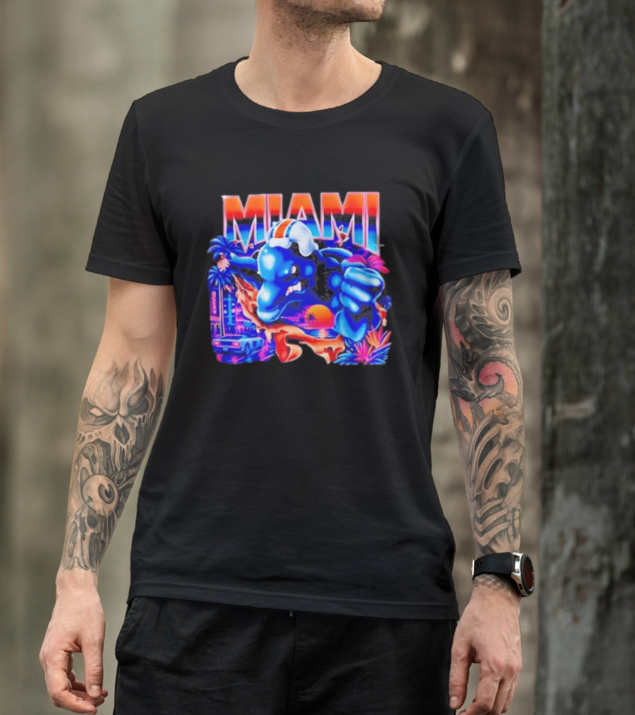 Miami Dolphins Rare Nutmeg Vintage Neon Miami Vice T-Shirt