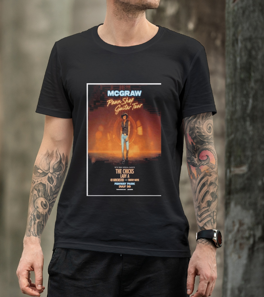MCGRAW Pawn Shop Guitar Tour Fenway Park July 30 With The Chicks Lady A T-Shirt