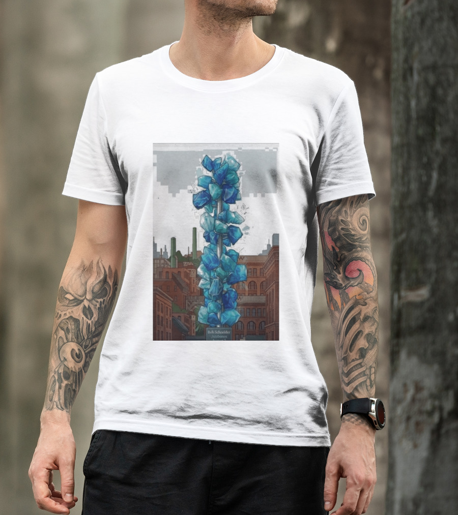 Bob Schneider Jazzbones Tacoma Washington August 7 2026 Blue Crystal Cityscape T-Shirt