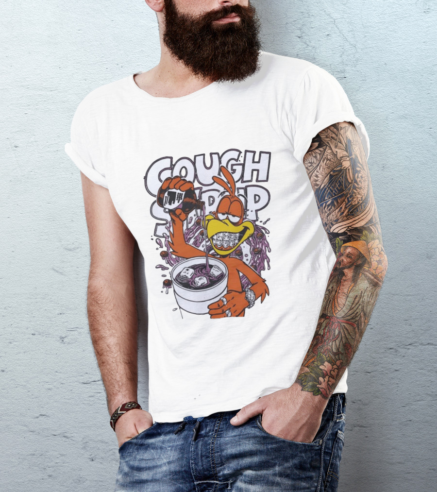 Cough Syrup Toucan Purple Drink Ice Braces Cartoon T-Shirt