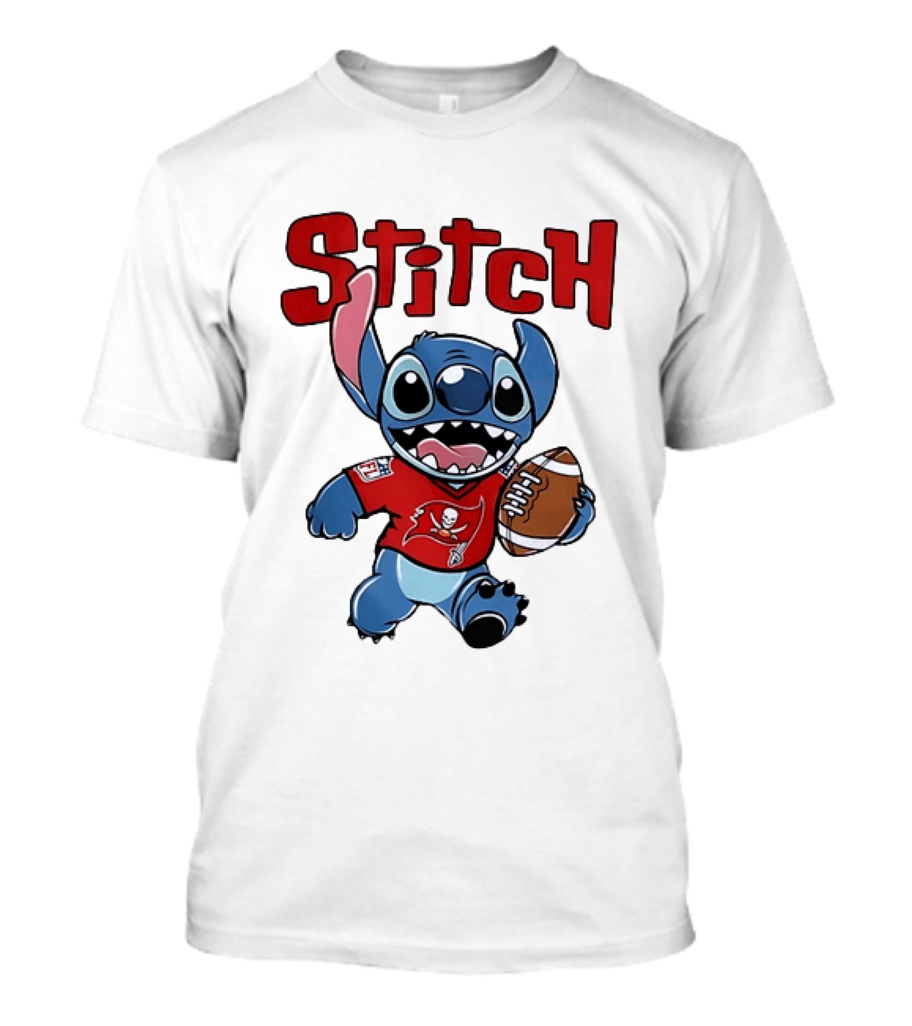 Stitch Tampa Bay Buccaneers Football Character Wearing Team Jersey T-Shirt