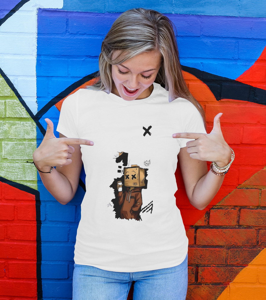 Good Person Box Head Drinking Coffee T-Shirt