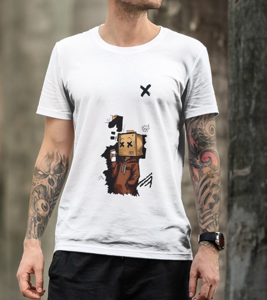 Good Person Box Head Drinking Coffee T-Shirt