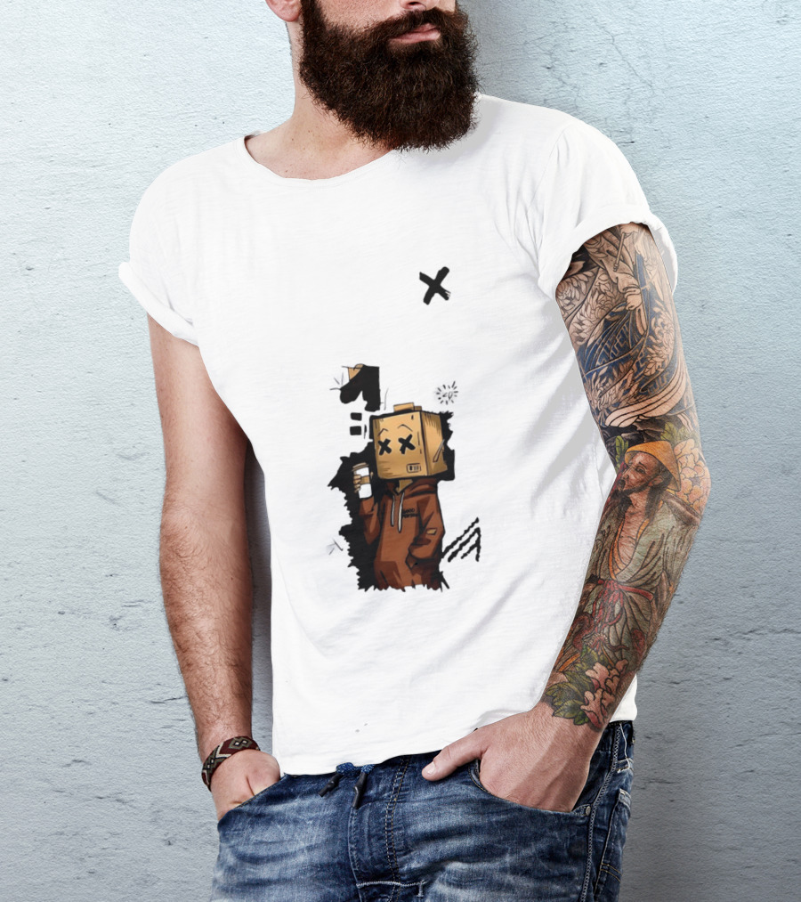 Good Person Box Head Drinking Coffee T-Shirt