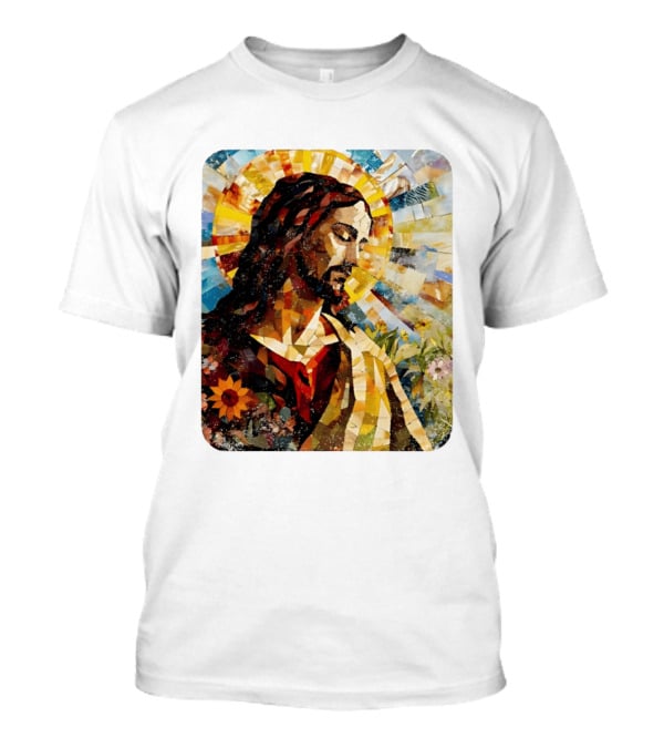 Jesus Christ Mosaic Sunflower Christian Religious T-Shirt