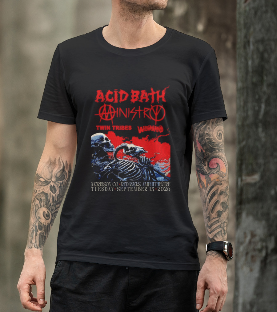 Acid Bath Ministry Twin Tribes Windhand Red Rocks Amphitheatre September 2026 Concert T-Shirt