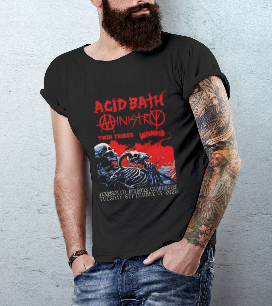 Acid Bath Ministry Twin Tribes Windhand Red Rocks Amphitheatre September 2026 Concert T-Shirt