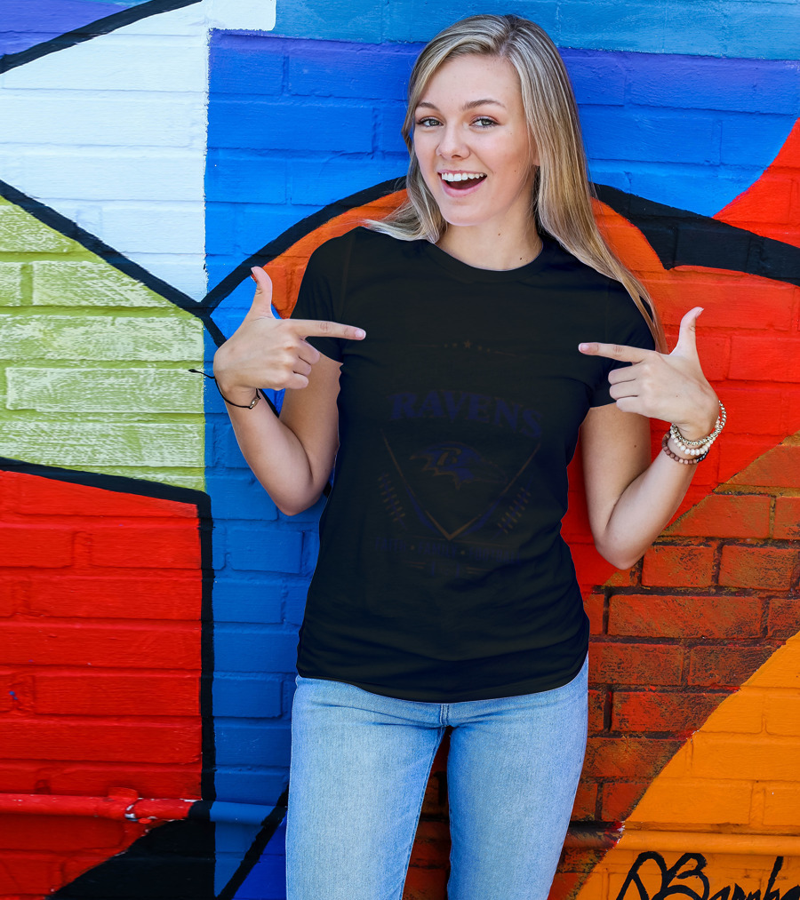 Baltimore Ravens Faith Family Football Fan Gear T-Shirt