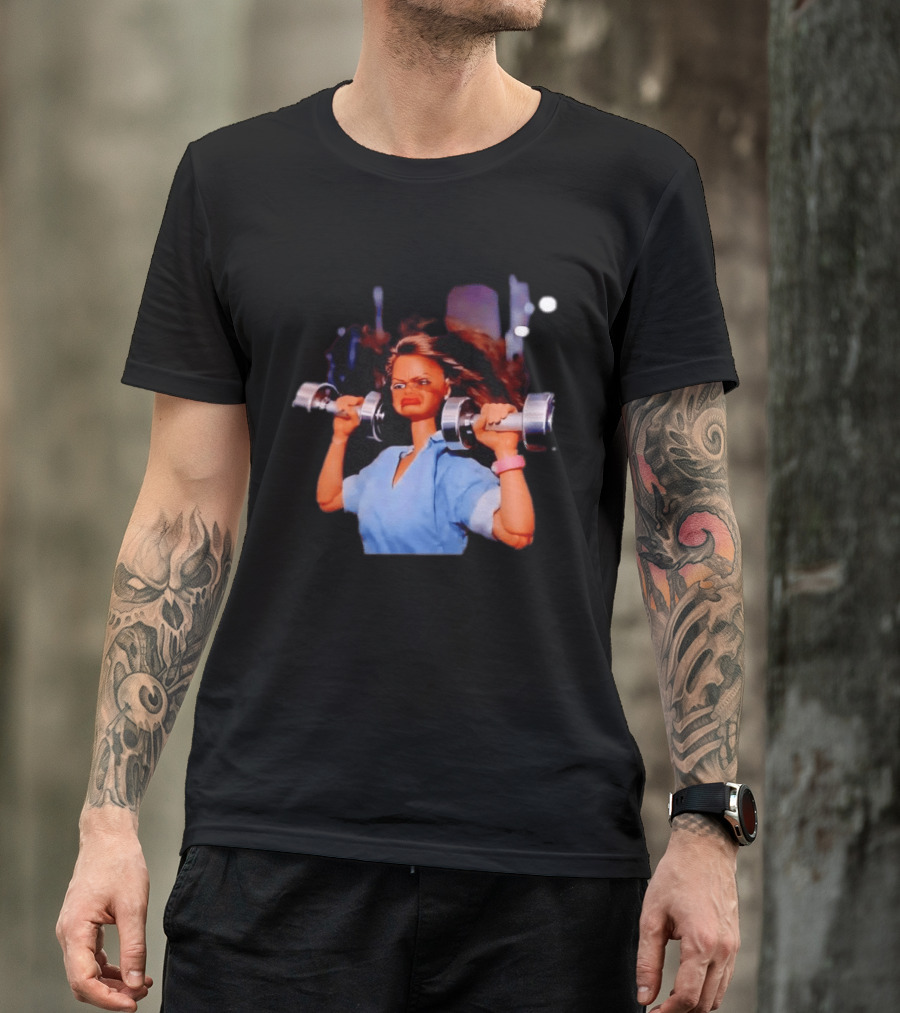 Barbie Lifting Weights Gym Meme Motivational Fitness Humor T-Shirt