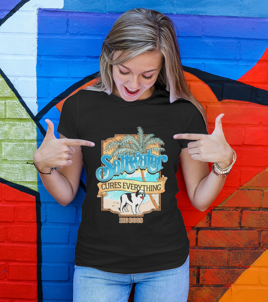 Saltwater Cures Everything Big Dogs Palm Beach Scene T-Shirt