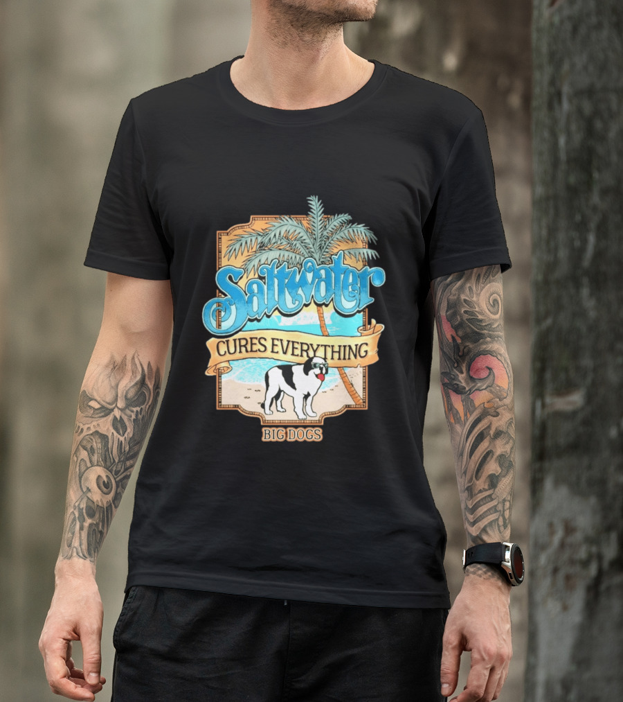 Saltwater Cures Everything Big Dogs Palm Beach Scene T-Shirt