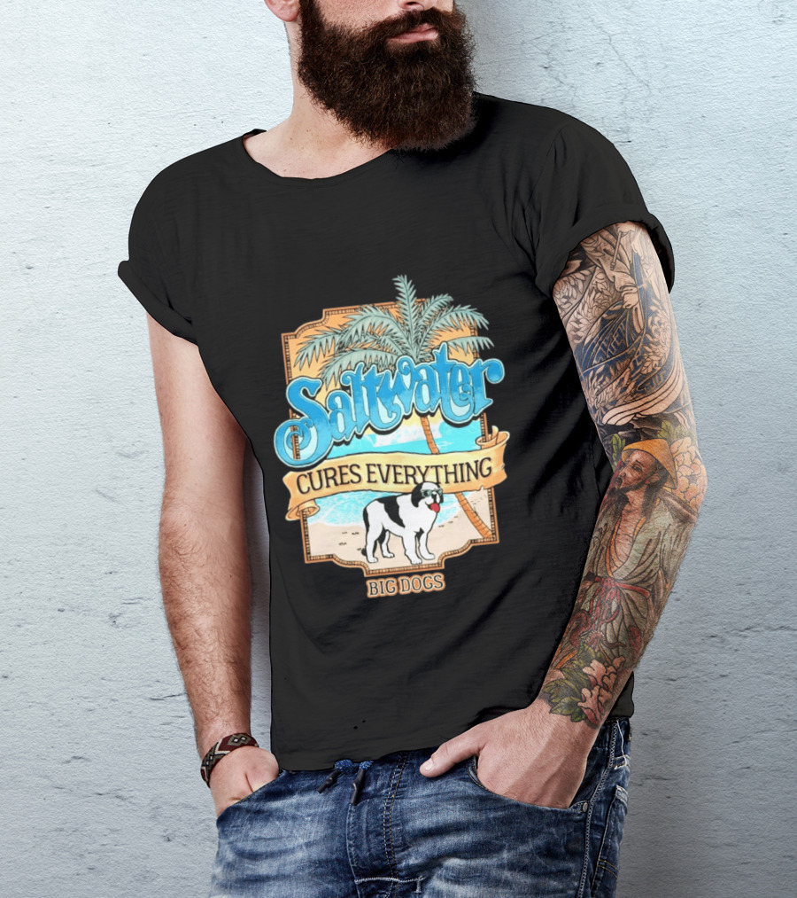 Saltwater Cures Everything Big Dogs Palm Beach Scene T-Shirt