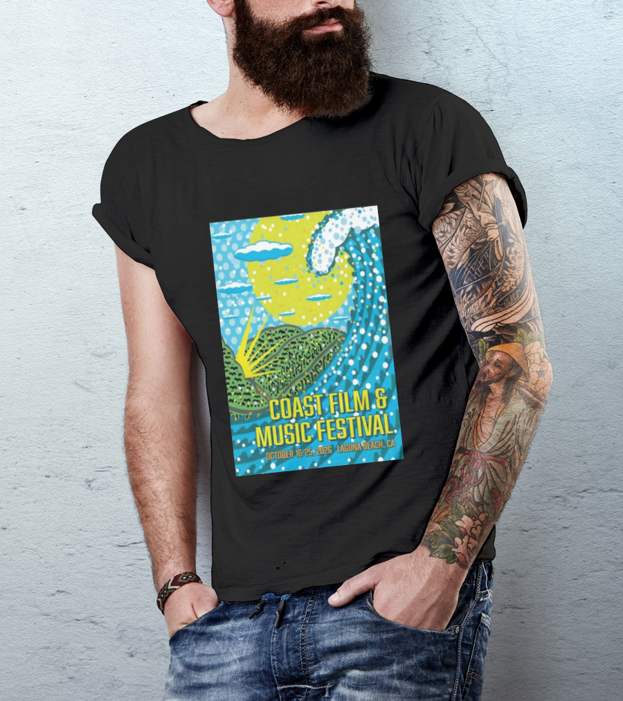 Coast Film And Music Festival Laguna Beach CA October 16 25 2026 Scenic Wave Sun And Clouds T-Shirt