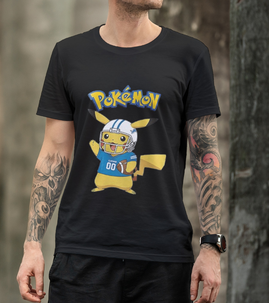 Detroit Lions Pokemon Pikachu Football Fan T-Shirt
