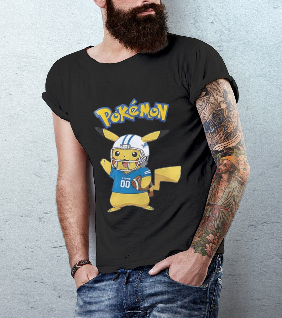 Detroit Lions Pokemon Pikachu Football Fan T-Shirt