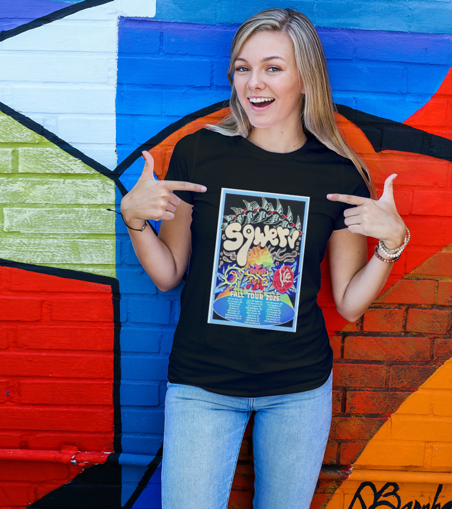 Squeaky Fall Tour 2026 Psychedelic With Rose And Leaf T-Shirt