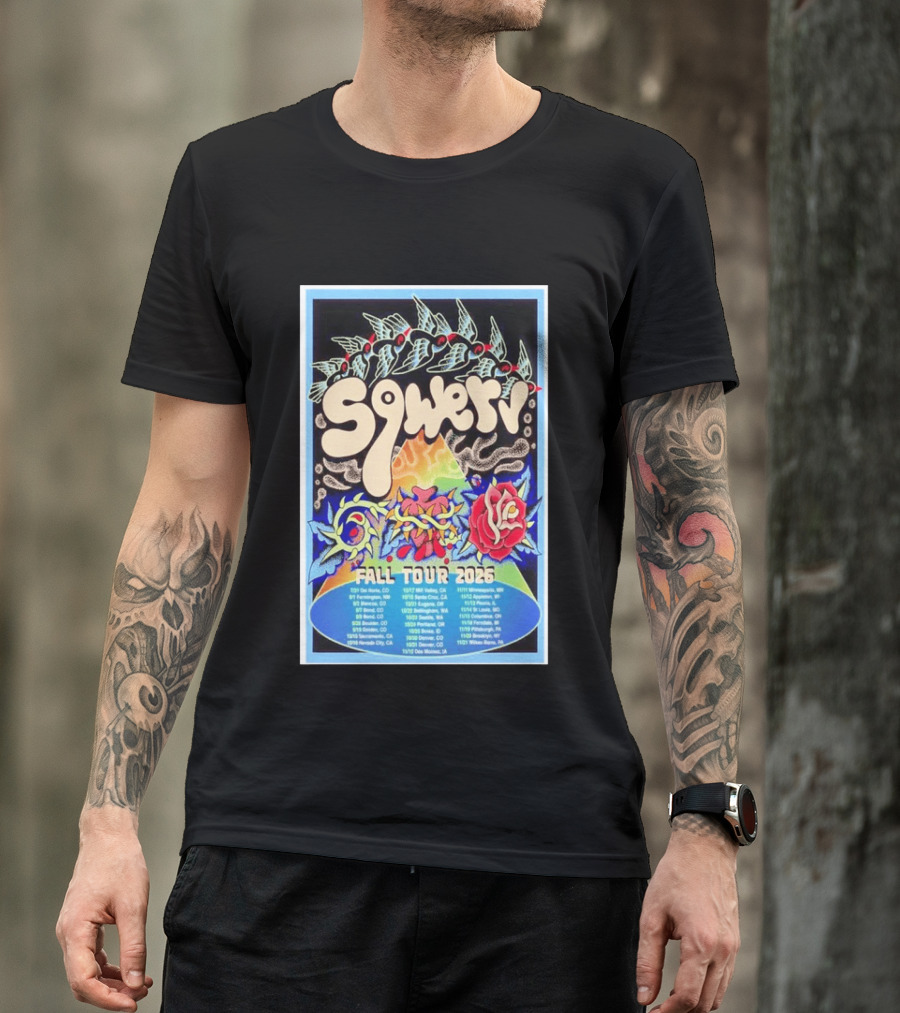 Squeaky Fall Tour 2026 Psychedelic With Rose And Leaf T-Shirt