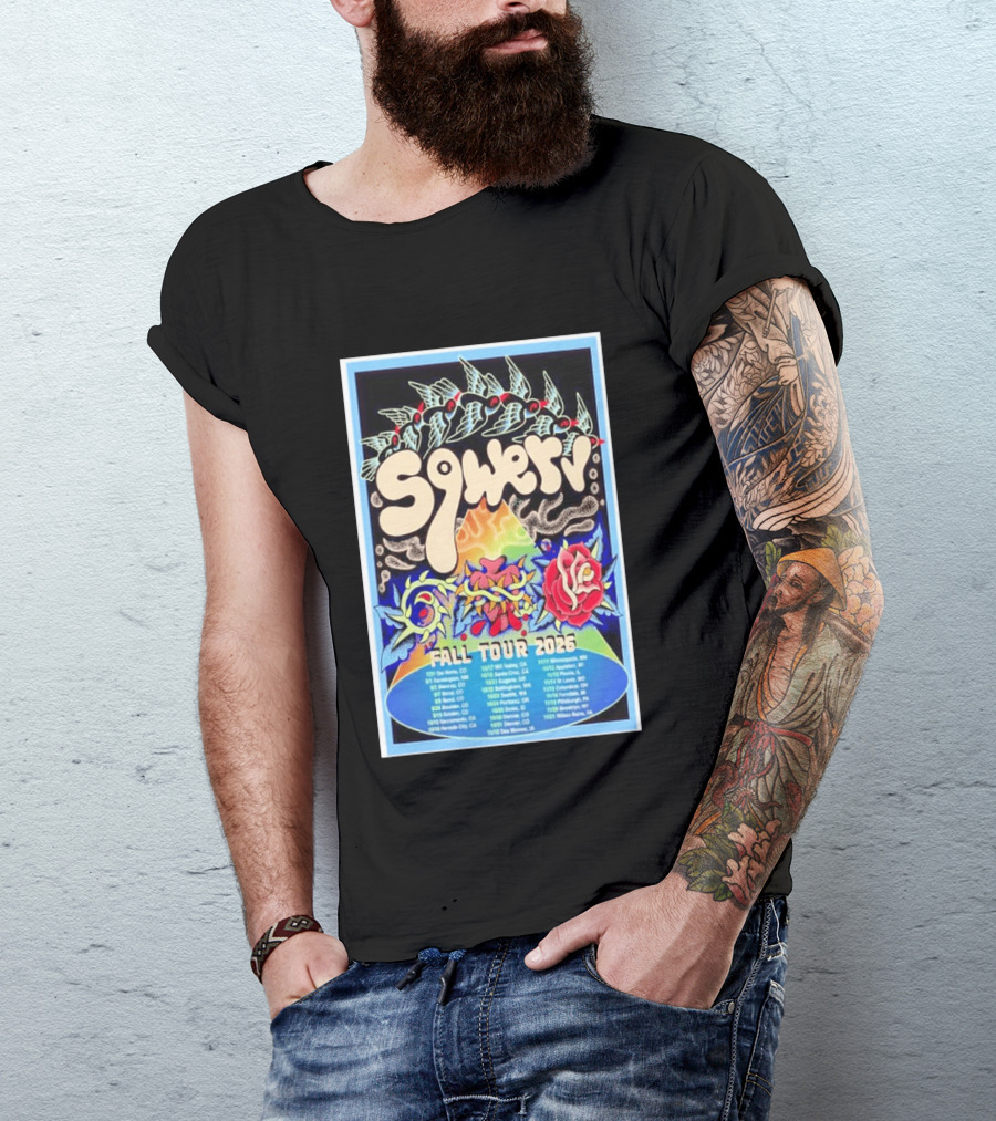 Squeaky Fall Tour 2026 Psychedelic With Rose And Leaf T-Shirt