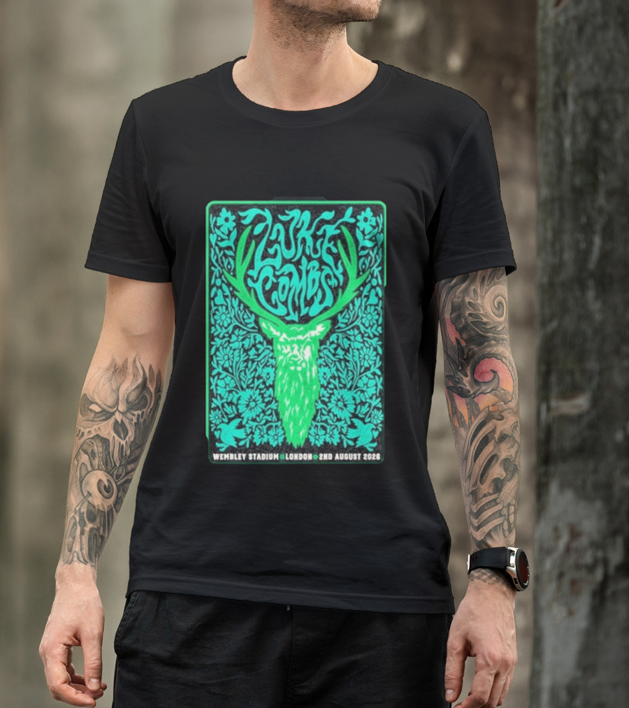 Luke Combs Wembley Stadium London August 2 2026 Deer Antlers Floral T-Shirt