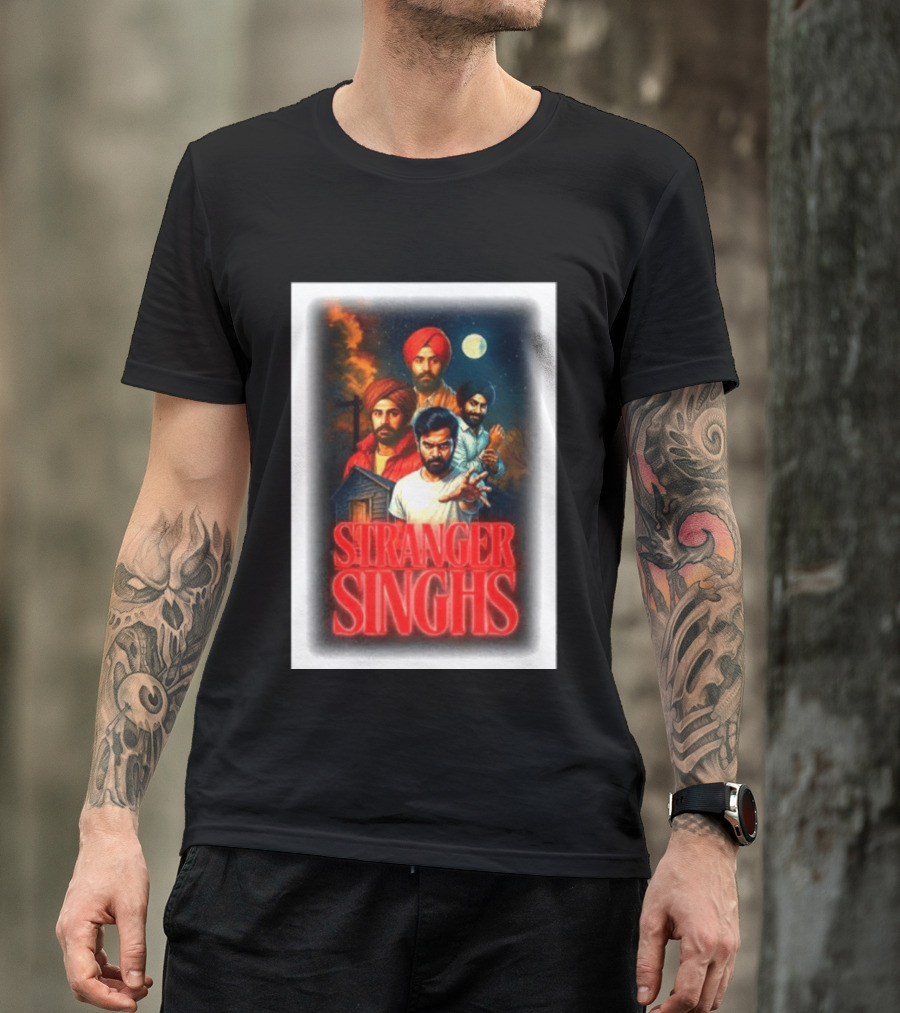 Stranger Singhs Indian Series With Turbaned Characters And Moonlit Sky T-Shirt