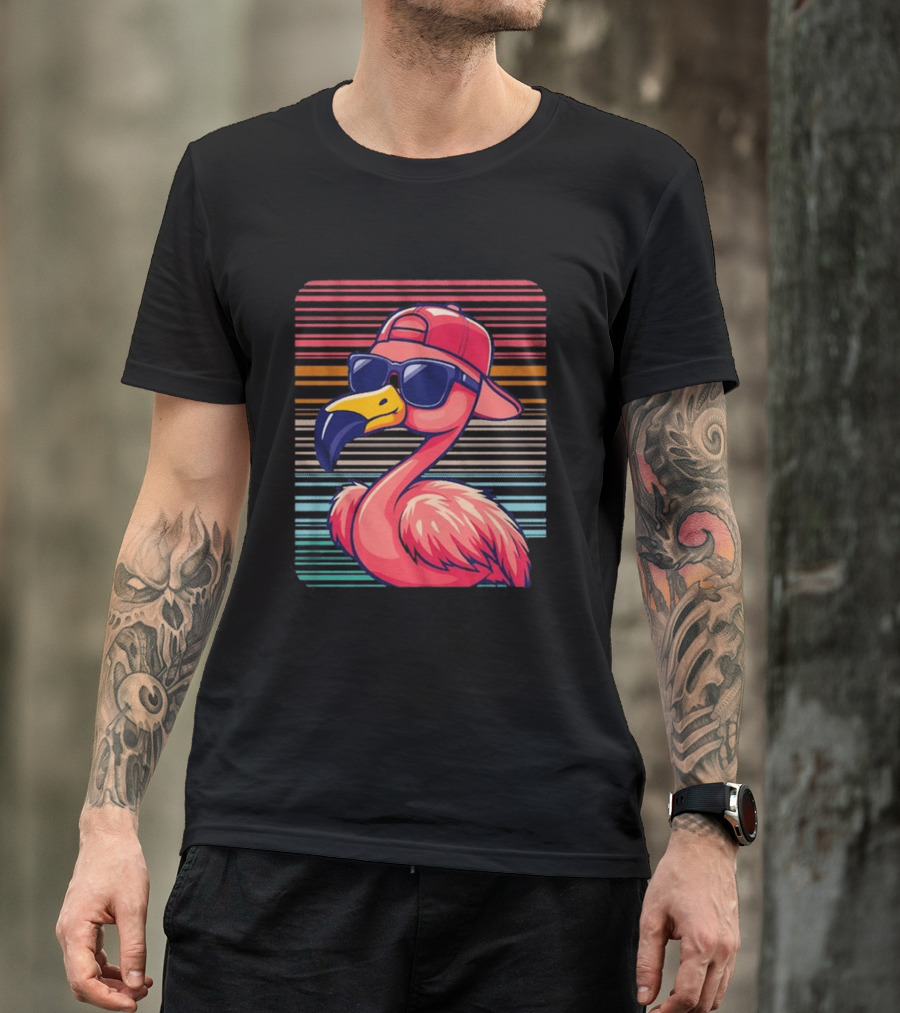 Flamingo Cool Vibes Sunglasses And Cap T-Shirt