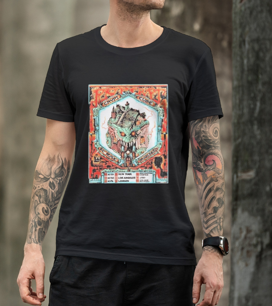 Pop Crypt Crypto Graphic Cube PC Music Brain Dead 2026 Tour New York Los Angeles London T-Shirt