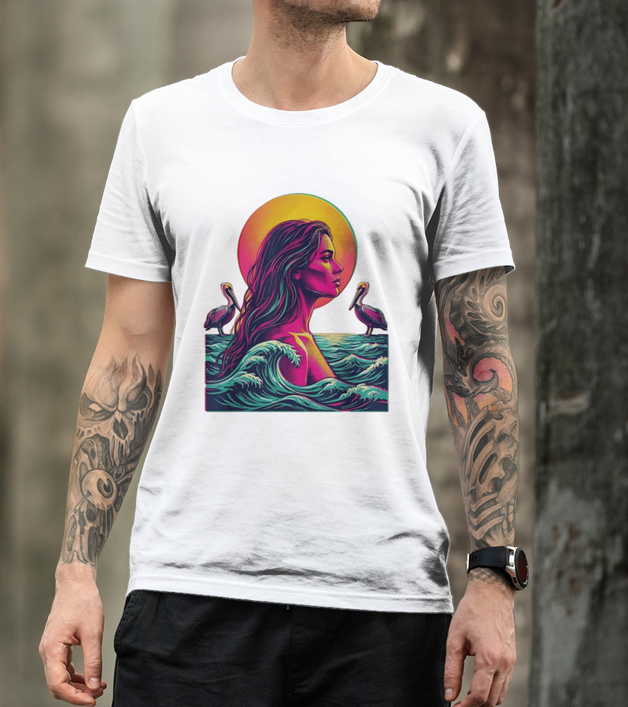 Gulf Coast Sunset Pelican Waves Woman T-Shirt