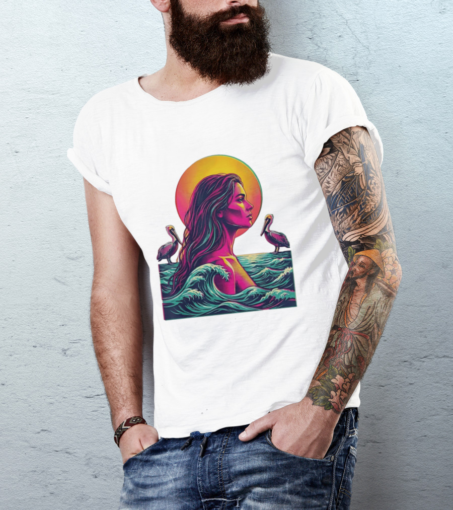 Gulf Coast Sunset Pelican Waves Woman T-Shirt
