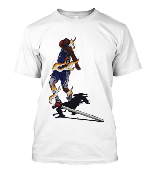 LeBron James Basketball Player Fiery Dunk Match Stick T-Shirt