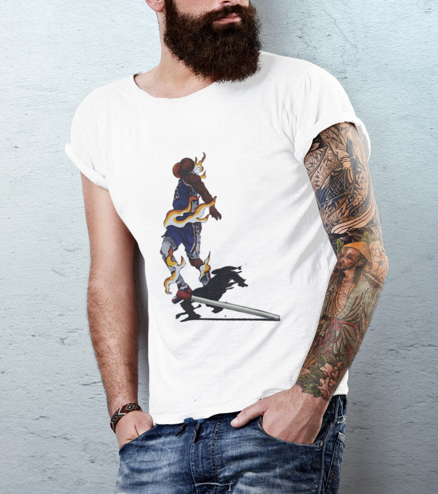 LeBron James Basketball Player Fiery Dunk Match Stick T-Shirt