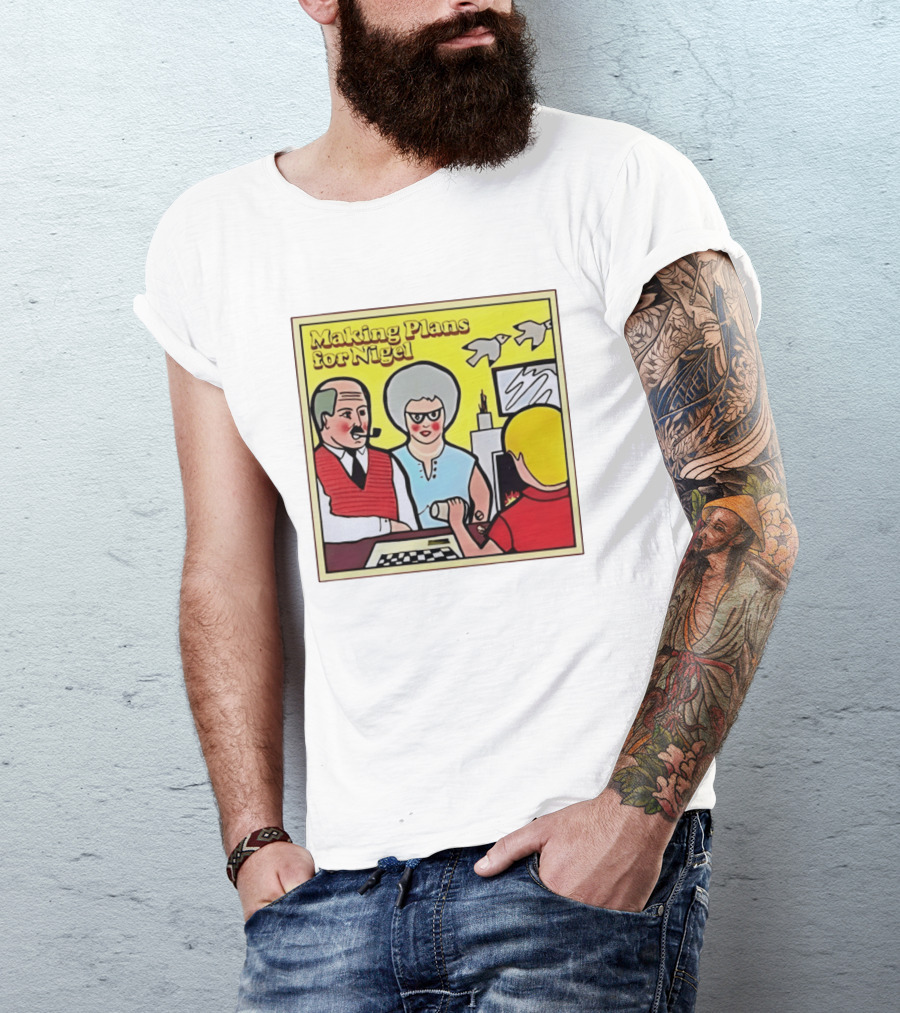 Making Plans For Nigel XTC New Wave English Rock Scene Yellow Background Birds Family T-Shirt