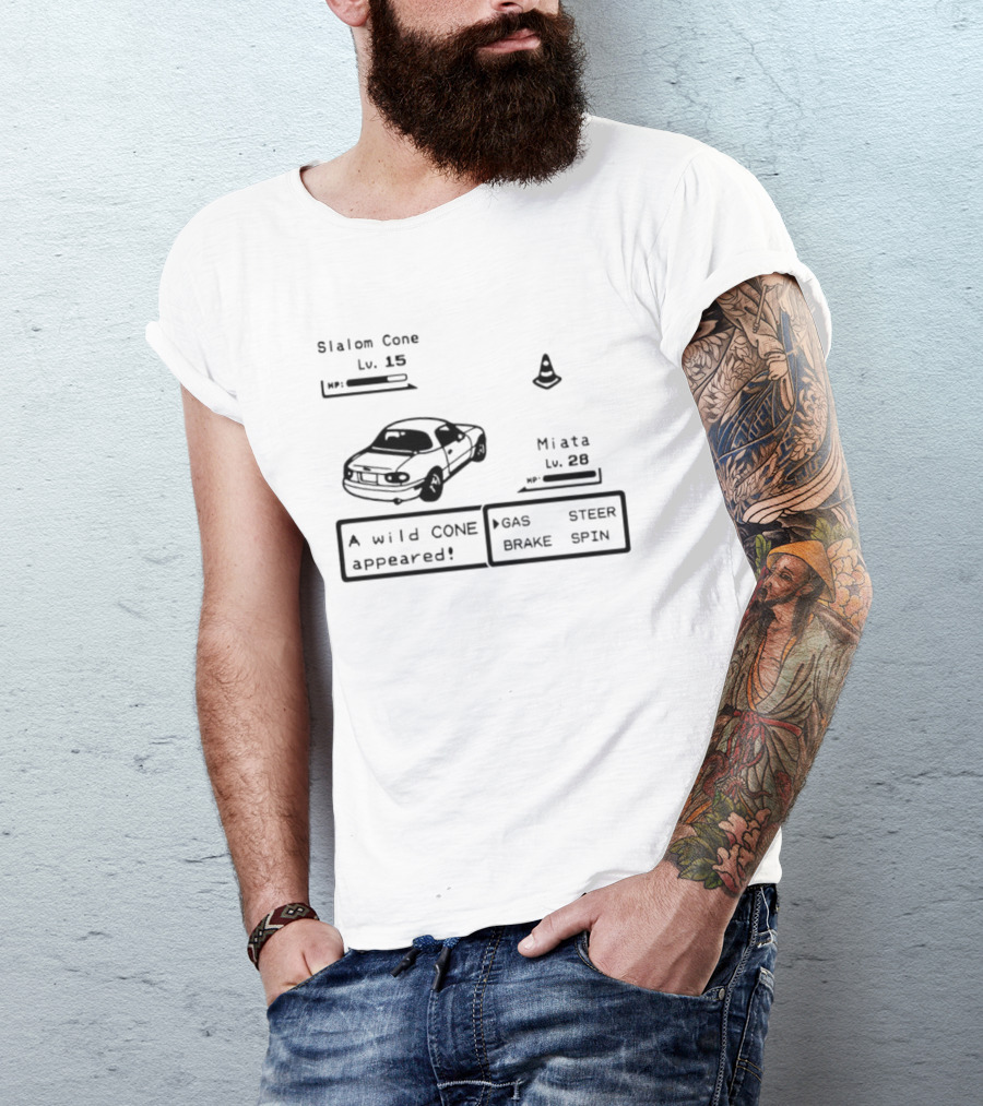 Miata Mazda NA A Wild Cone Appeared Pokemon Slalom Cone Gas Steer Brake Spin T-Shirt