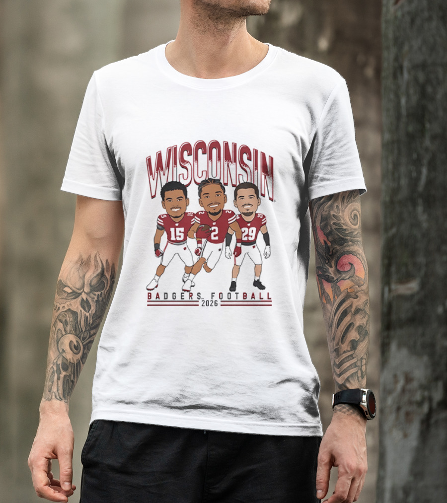 Wisconsin Badgers Football 2026 Players Caricature Team Spirit T-Shirt