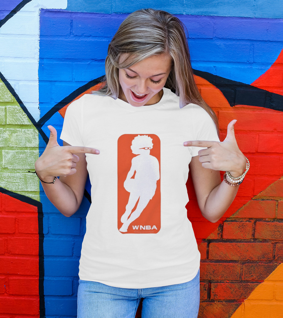 WNBA Maplewedgie Basketball Player White Silhouette On Orange T-Shirt