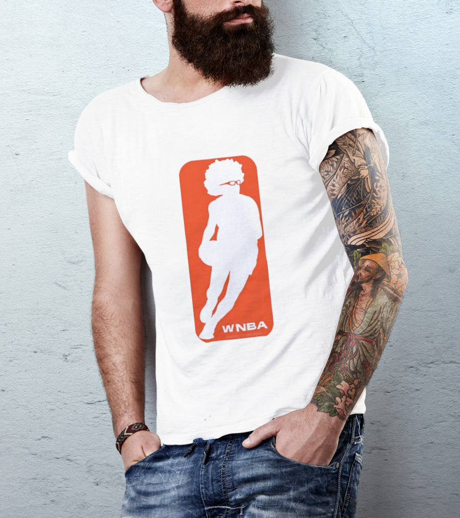 WNBA Maplewedgie Basketball Player White Silhouette On Orange T-Shirt