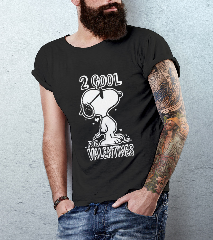 2 Cool For Valentines Peanuts Snoopy T-Shirt