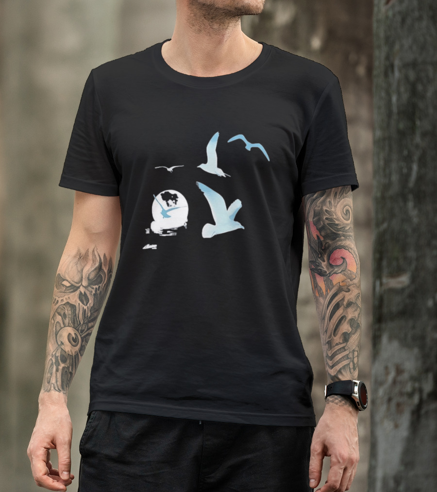 1989 Seagull Boxy Flock In Flight Retro Aesthetic T-Shirt