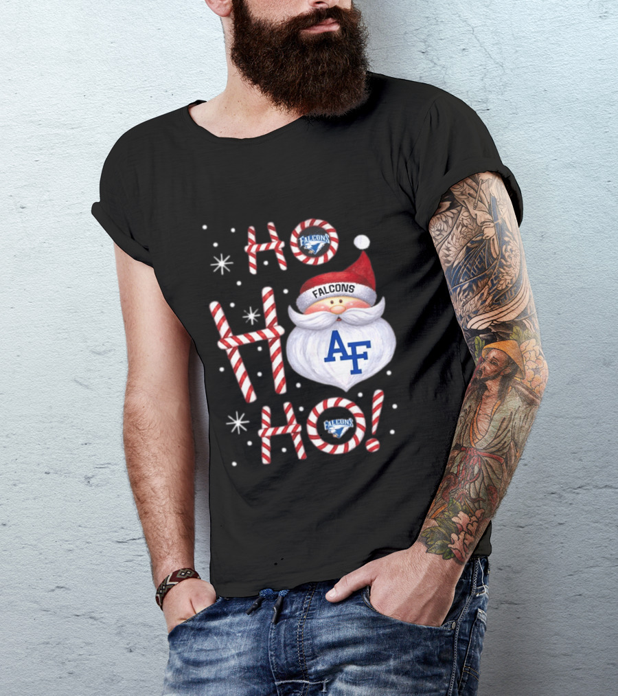 Air Force Falcons Christmas Santa Ho Ho Ho Peppermint Letters T-Shirt