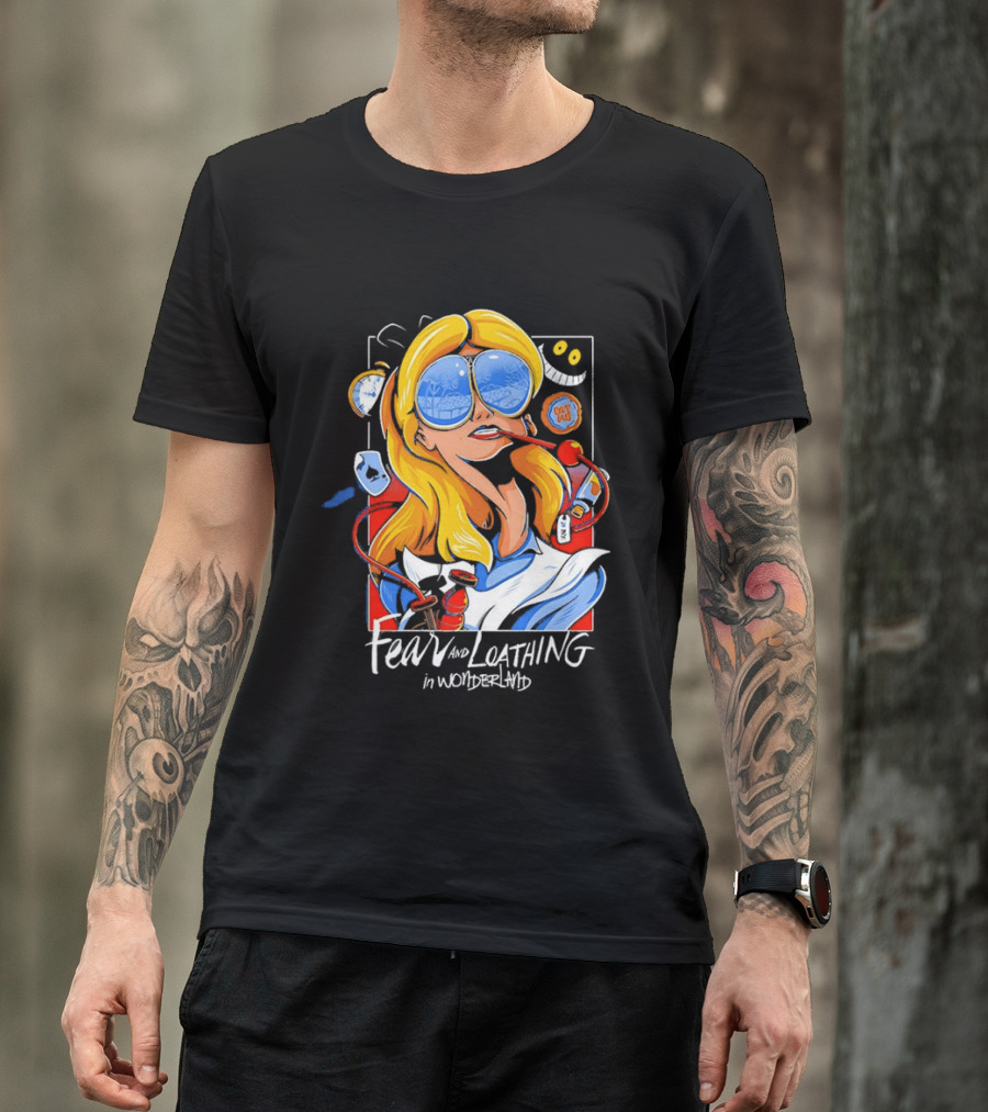 Alice Fear And Loathing In Wonderland Smoking Sunglasses Psychedelic T-Shirt