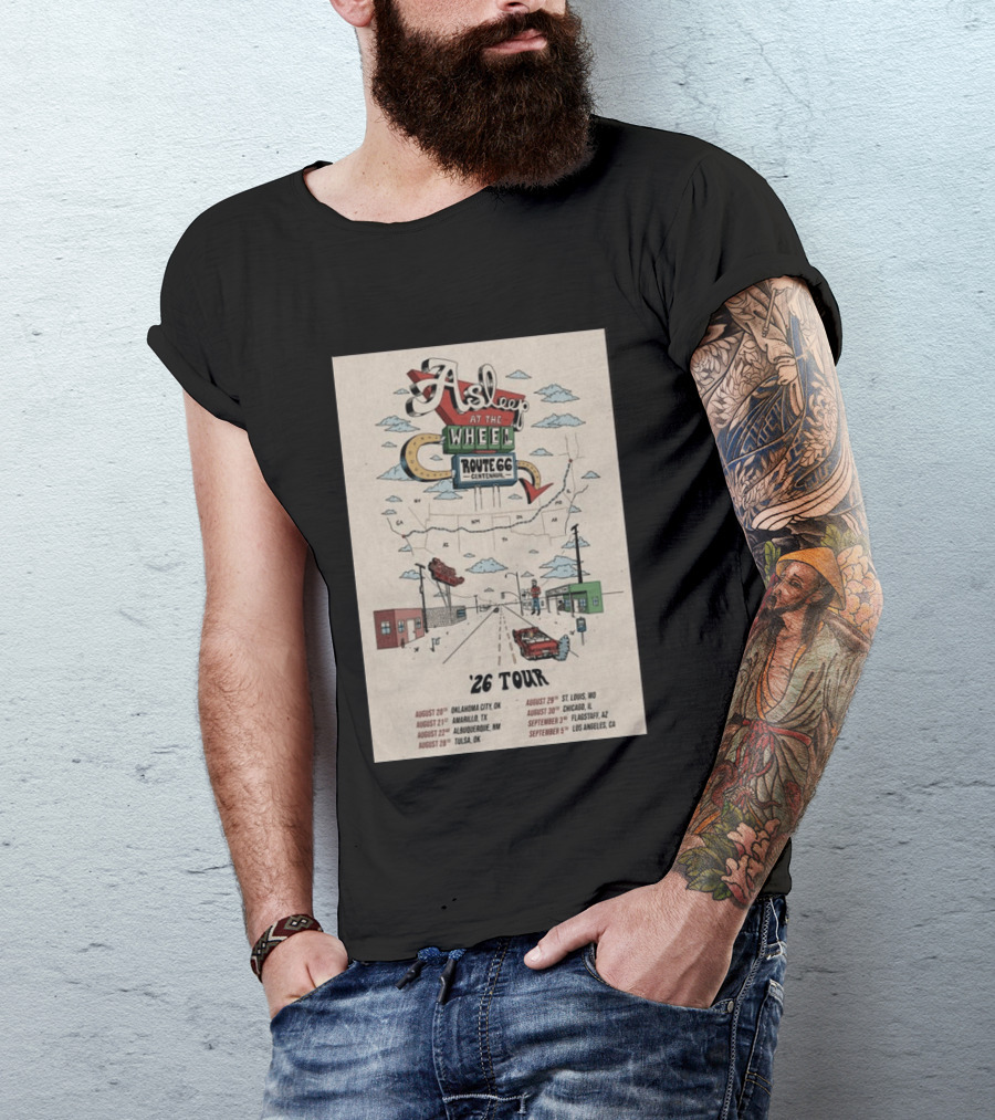 Asleep At The Wheel Route 66 Centennial 2026 Tour Oklahoma City Amarillo Albuquerque Tulsa St. Louis Chicago Flagstaff Los Angeles T-Shirt