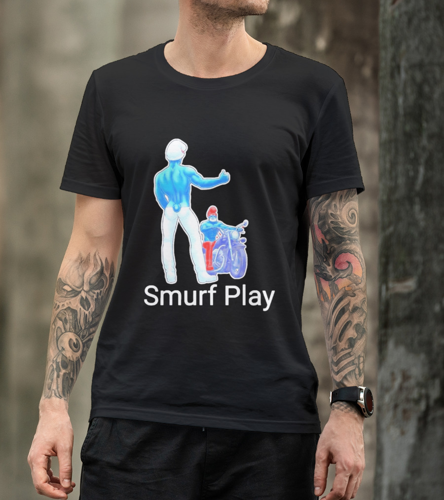 Smurf Play Gay LGBT Biker T-Shirt