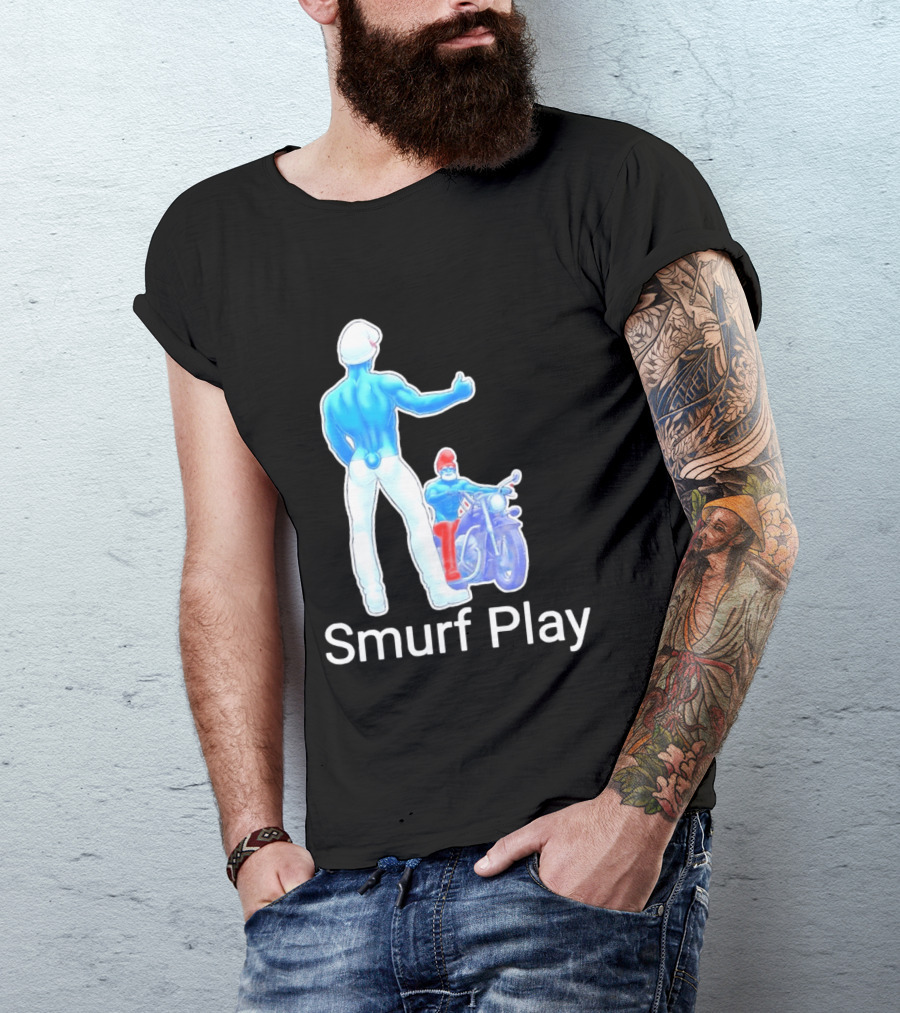 Smurf Play Gay LGBT Biker T-Shirt