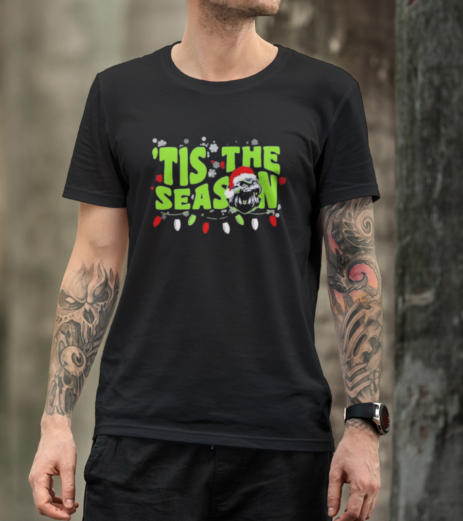 Tis The Season Christmas Seattle Seahawks Football Santa Hat T-Shirt
