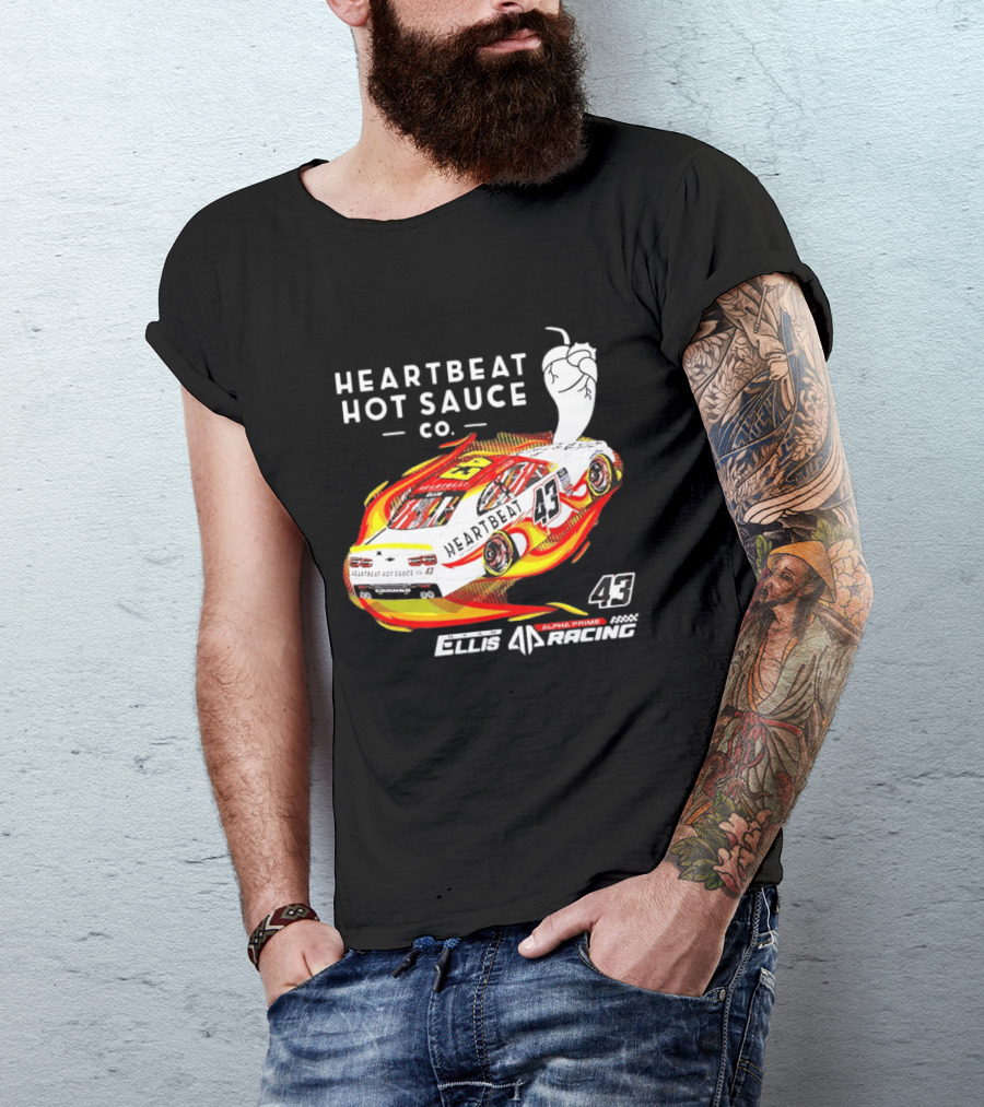 Heartbeat Hot Sauce Co Ryan Ellis 43 Alpha Prime Racing T-Shirt